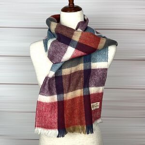 NWOT Vintage 100% Cashmere Unisex’s Plaid Scarf England 12,5x54 inches